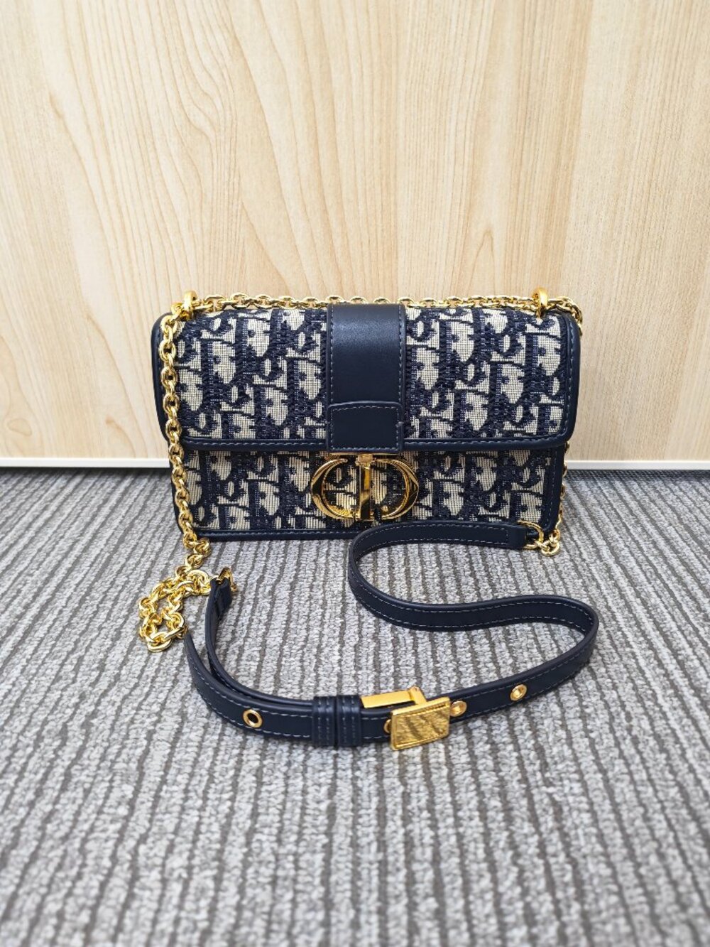 Dior 30 Montaigne East-West Oblique Jacquard Chain Shoulder Bag